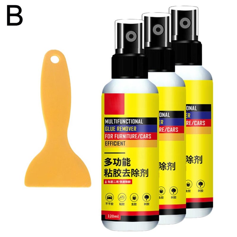 Automotive adhesive residue remover, double-sided adhesive remover spray for glass doors, and adhesive cleaner.